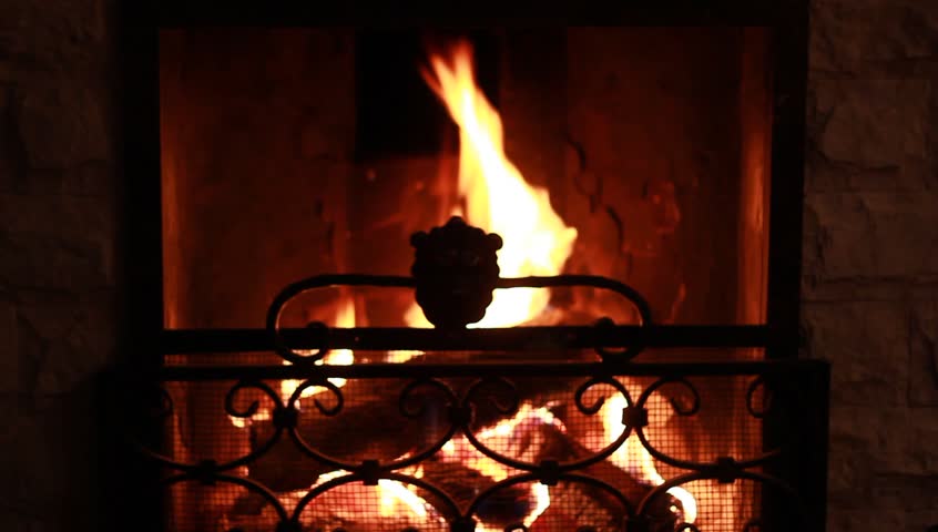 Fire Open Hearth Fireplace With Stock Footage Video 100 Royalty