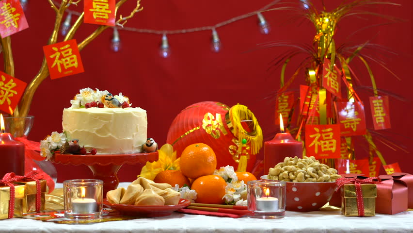 Chinese New Year Party Table Stock Footage Video 100 Royalty