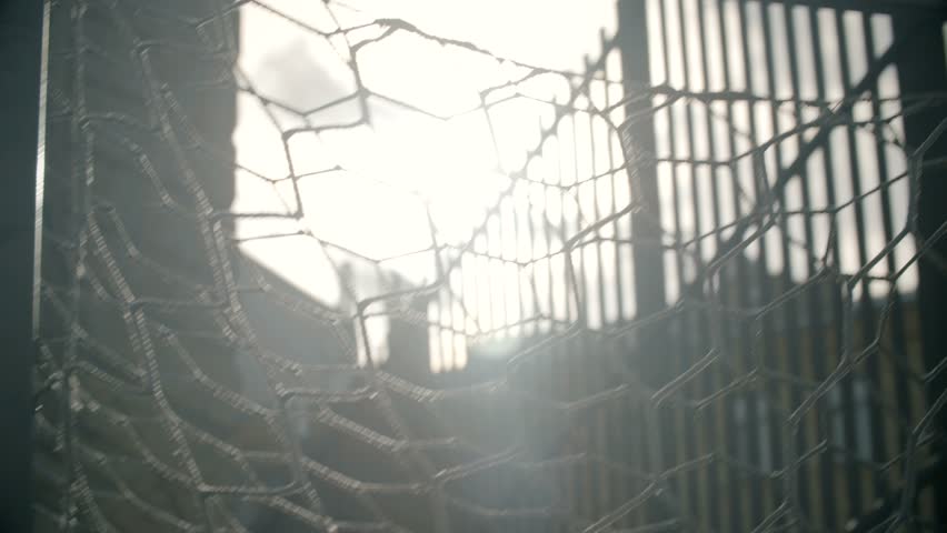 4k00 26sun Is Shining Though Soccer Gates Or Net At The Abandoned