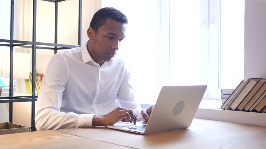 Tired Black Man Working On Stock Footage Video (100% Royalty ...