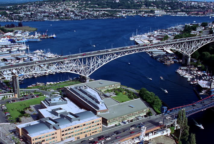 Flying Over Aurora Avenue Bridge Stock Footage Video (100% Royalty-free ...