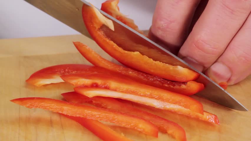 Finely Chopping a Red Pepper Stock Footage Video (100