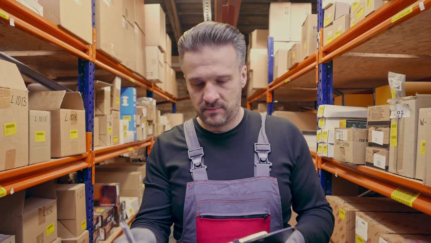 Storekeeper with Manual Pick List Stock Footage Video (100% Royalty ...