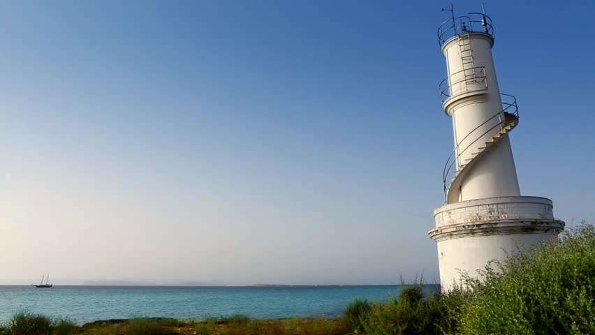 La Savina Lighthouse in Formentera Stock Footage Video (100% Royalty