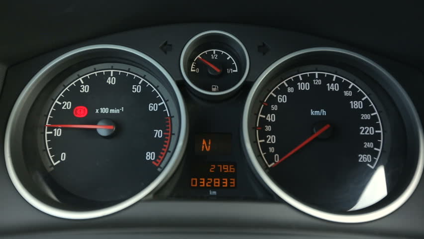 A Sports Car Instrument Panel, Showing Rpm And High Speed Acceleration ...