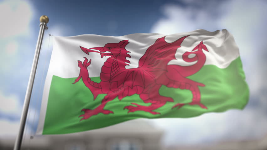 Seamless Looping High Definition Video Of The Welsh Flag Waving On A ...