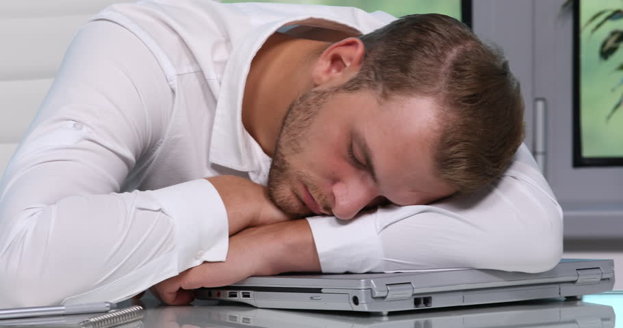 4k00 18overworked Business Person Sleeping Office Desk Not