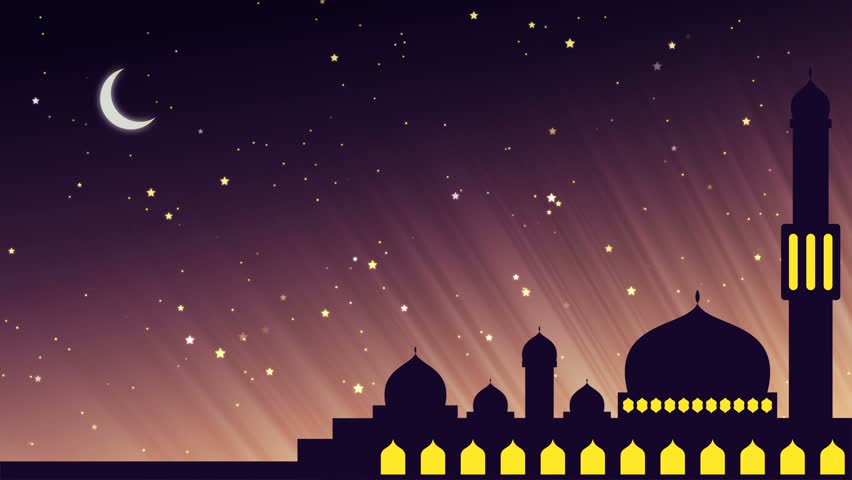 Islamic Ramadan In White Moon Shape,blue Particle Background Animation ...