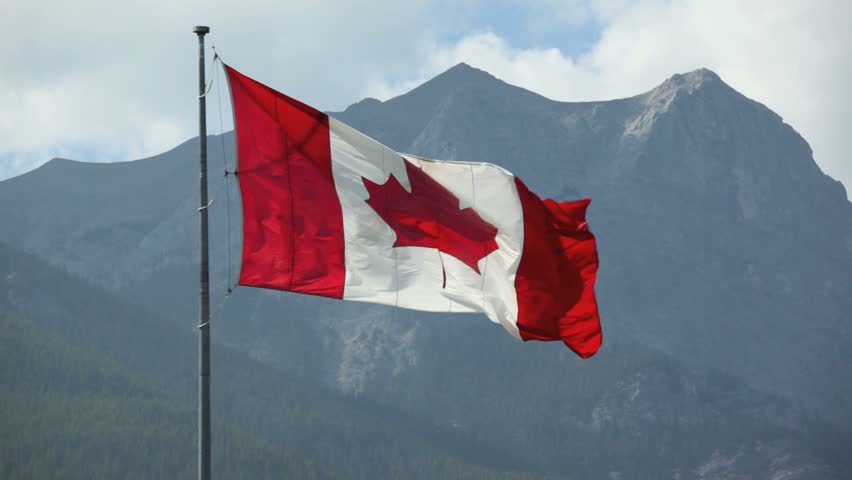 A Canadian Flag Blowing In The Wind. Stock Footage Video 210625 ...