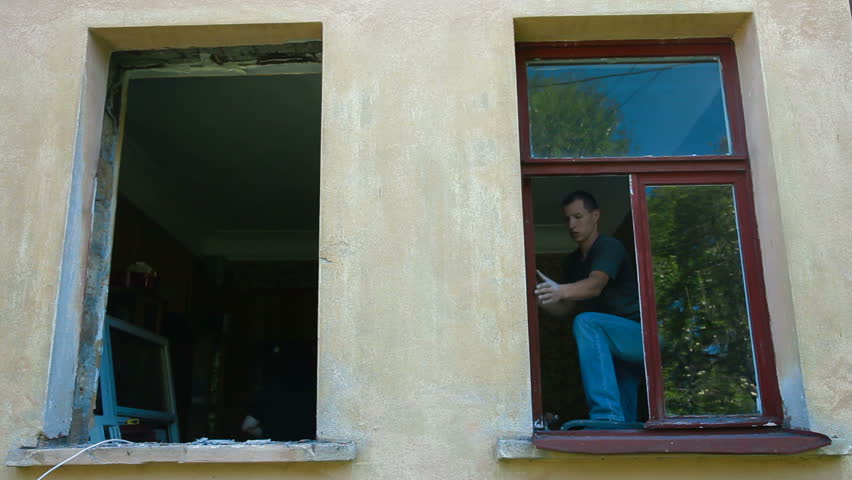 Contractor Demolishing The Old Window Stock Footage 100 Contractor Demolishing The Old Window Frame