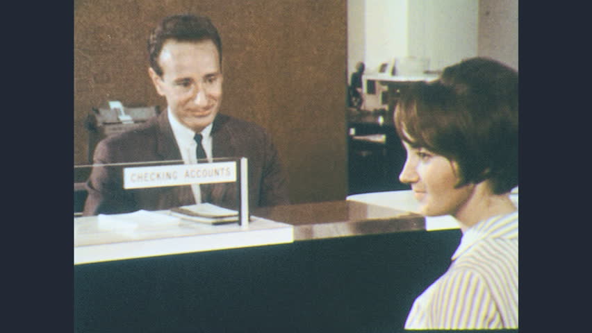 1960s Bank Teller Hands Woman Stock Footage Video 100