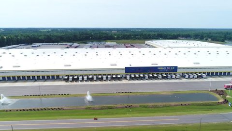 Dunn Nc Usa June 28 2017 Aerial Drone Video Of Rooms To Go Super Center And Distribution Center North Carolina 4k