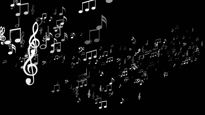 Animated flying white music notes on black… - Royalty Free Video