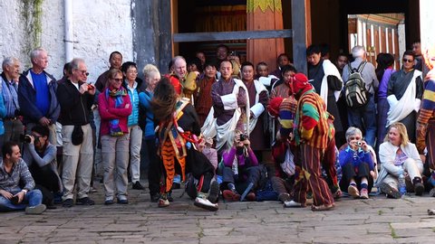 Bumthang, Bhutan - March, 2016: Tamshing Phala Chhoupa festival, Tamshing Monastery, nr Jakar