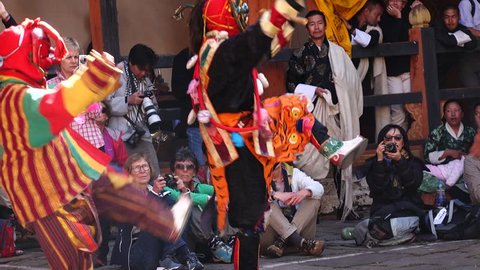 Bumthang, Bhutan - March, 2016: Tamshing Phala Chhoupa festival, Tamshing Monastery, nr Jakar