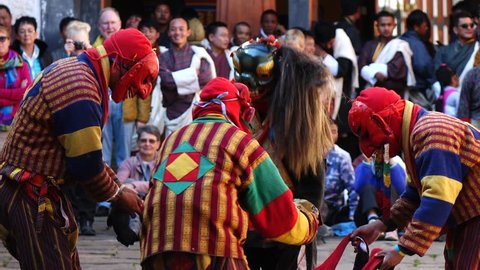 Bumthang, Bhutan - March, 2016: Tamshing Phala Chhoupa festival, Tamshing Monastery, nr Jakar