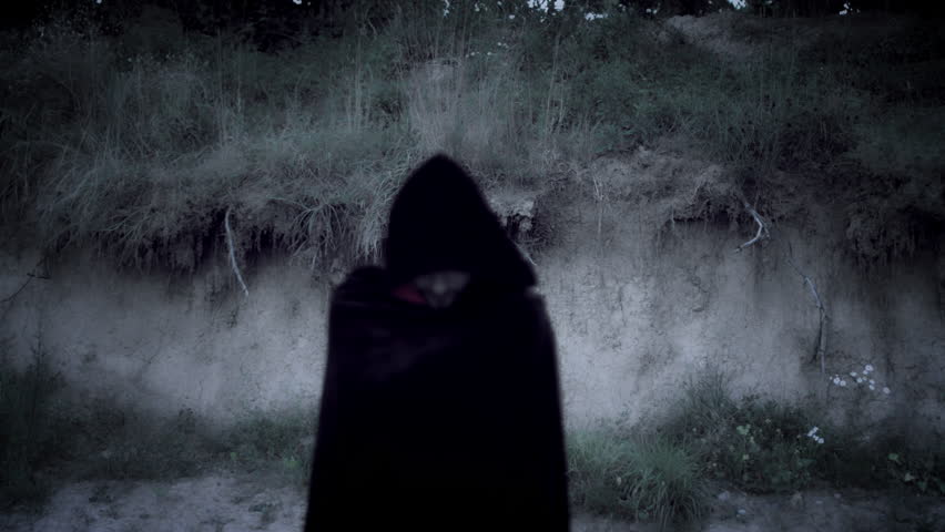 4K Halloween Horror Man With Black Cape Looking Evil Stock Footage ...