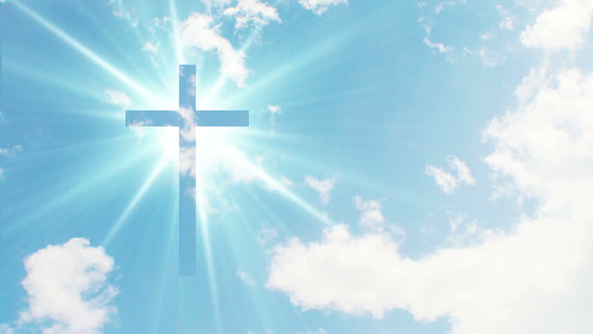 Old Wooden Cross On Beautiful Heaven Background Stock Footage Video
