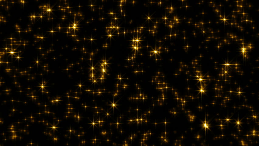 Golden Stars And Snow Falling From The Sky At Night Isolated On Black ...