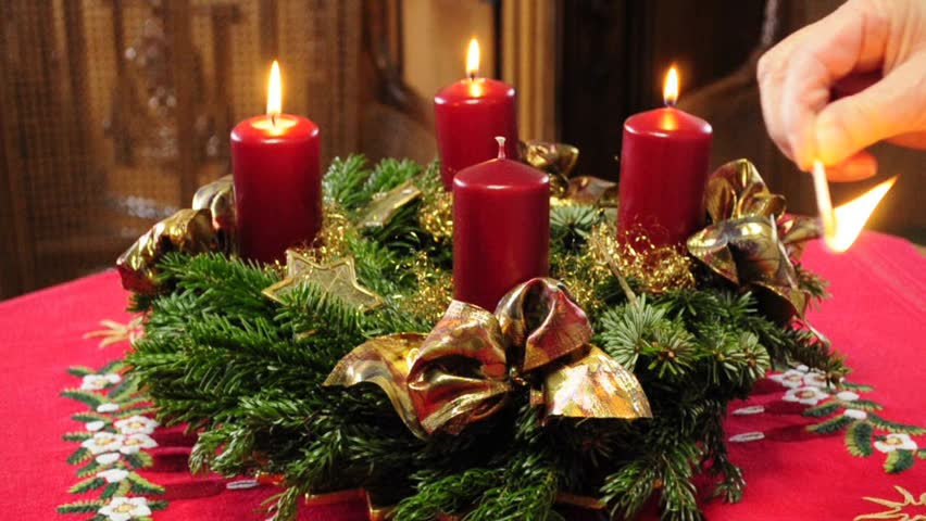 Advent Wreath With Burning Candles Stock Footage 100 Royalty Free 3121783 Shutterstock