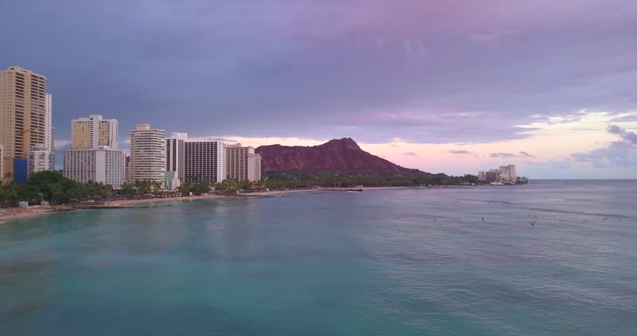 Sunset On Waikiki Beach In Honolulu Hawaii Image Free Stock Photo