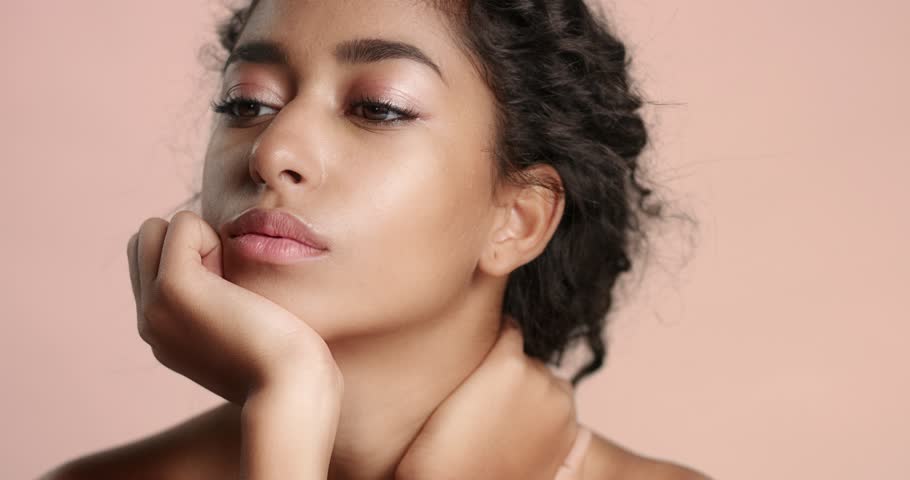 Portrait Closeup Video Of A Gorgeous Natural Looking Relaxed And Happy