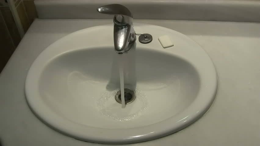 water in a bathroom sink