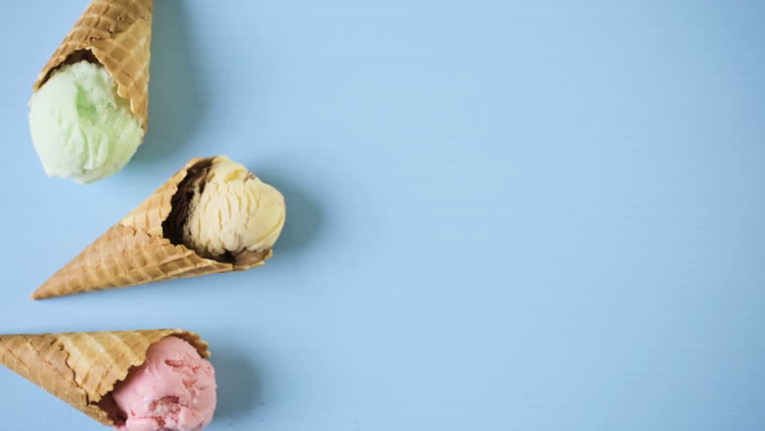 Waffle Ice Cream Cones with Stock Footage Video (100% Royalty-free