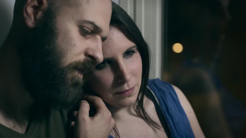 Bald Man Comforting Crying Girlfriend Stock Footage Video 100
