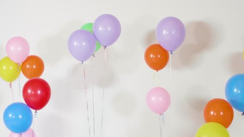 Flying Balloons  Isolated On White Background Stock Video 