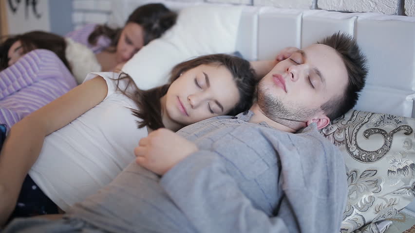 4K Happy Couple Expecting A Baby Relaxing Together In Bed Stock Footage ...