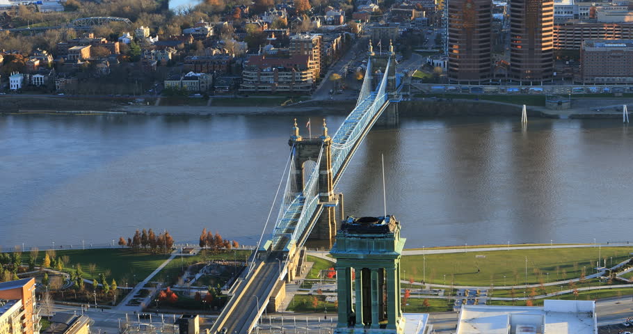 Bridge To Cincinnati Over The River In Ohio Image Free Stock Photo 
