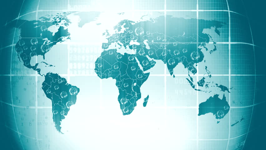 Sci Fi World Map Design. Futuristic Look Of World Map. HUD Elements ...
