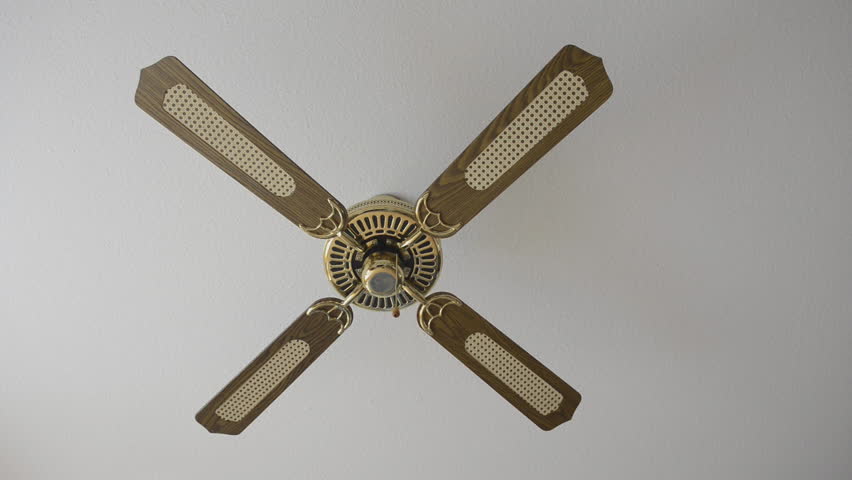Ceiling Fan Spinning Slowly And Gradually Coming To A Stop White Switching On An Electric Fan The Ceiling Hd Stock Video Clip