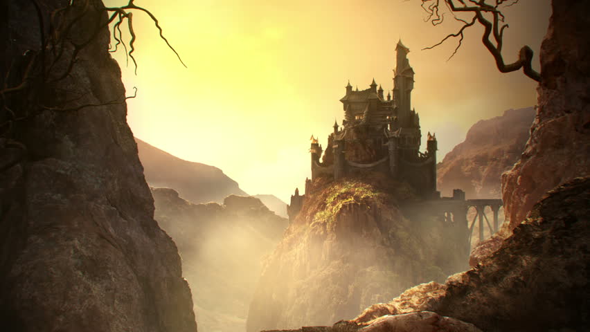 This Animation Shows A Long Shot Of Fantasy Castle Standing On The Hill ...