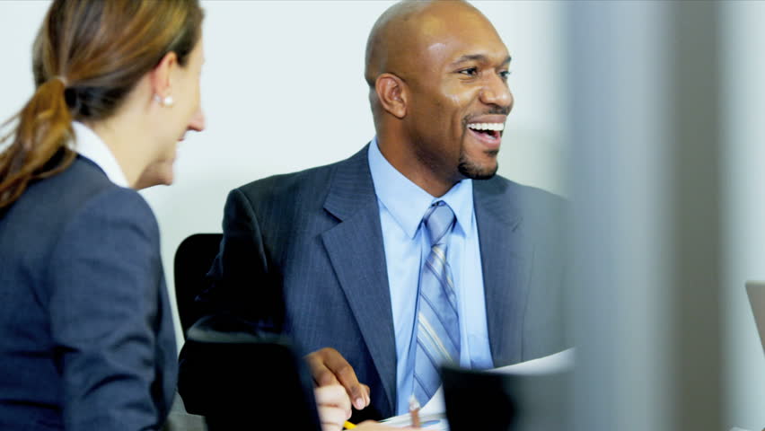 Male African American Business Consultant In Client Meeting Close Up ...