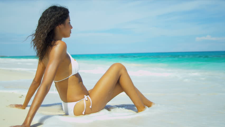 Beautiful Beach Girl White Bikini Stock Footage Video (100% Royalty-free) 3788273  Shutterstock