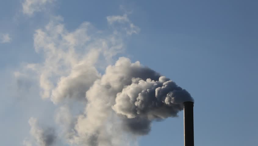 Factory Smokestack Blowing Fume Into The Atmosphere Stock Footage Video ...