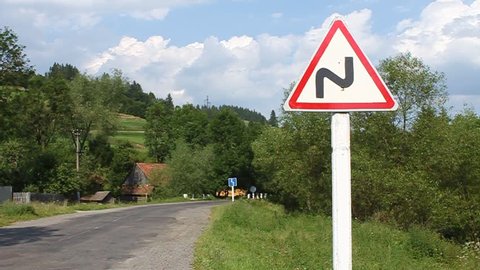 Traffic Sign By Road Road Stock Footage Video 100 Royalty Free