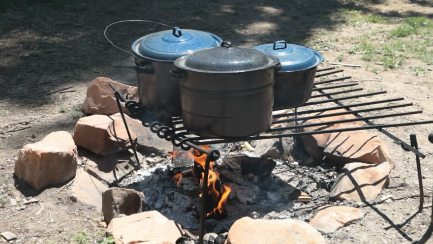 Pioneer Fire Pit With Three Stock Footage Video 100 Royalty Free