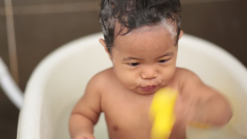 Bath Stock Footage Video Shutterstock 9 Months Old Baby Playing At Bath Time With Duck Toy