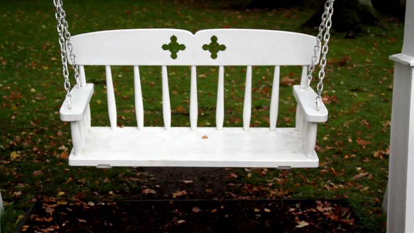 White Metal Bench Swing Swinging Stock Footage Video 100 Royalty
