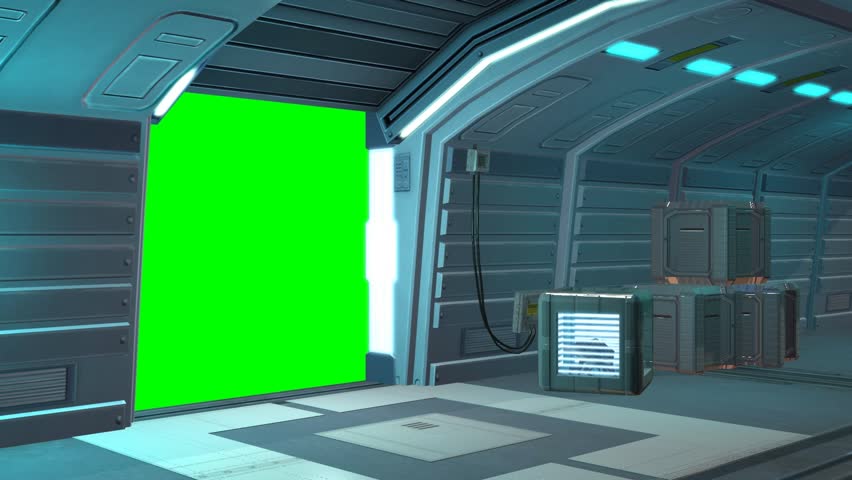 Hd00 16spaceship Spacestation Door Open Close With Green Screen