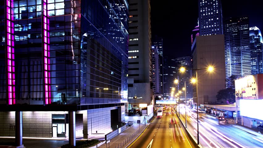 Hong Kong City Night Timelapse Stock Footage Video 100 Royalty