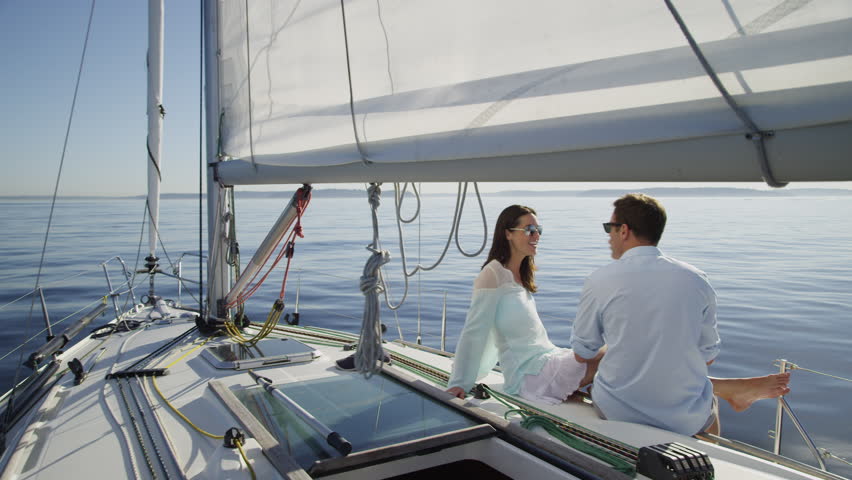 Couple Relaxing Together On Sail Boat, Seattle, WA Stock Footage Video ...