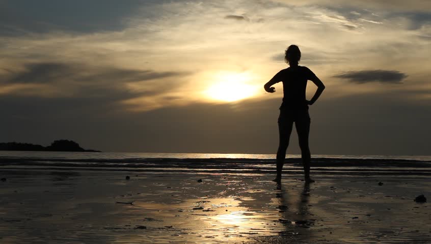 Man Walking On The Beach At Night Stock Footage Video 4508990 ...