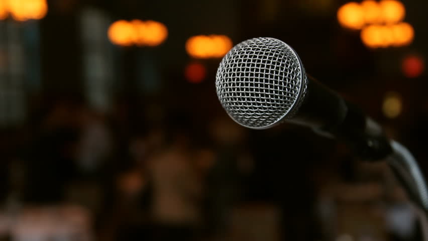 Microphone. Microphone On Stage at Stock Footage Video (100% Royalty