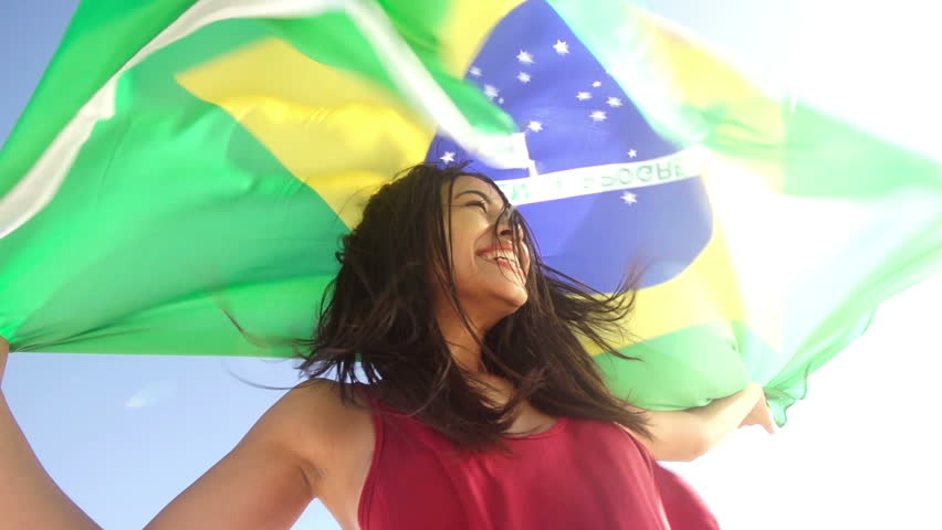 Real Brazil Flag Waving In The Wind In Slow Motion Stock Footage Video ...