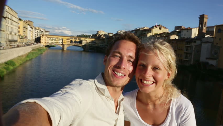 Tourist Couple On Travel Taking Selfie Self-portrait