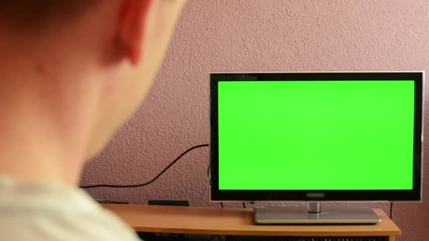 Man Watches TV(television) - Green Screen - Discontented Man Shakes His ...